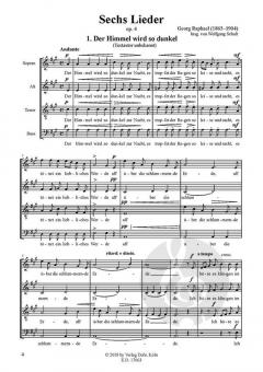 6 Lieder für 4-stimmigen gemischten Chor a cappella op. 4 von Georg Raphael 