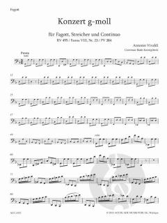 Konzert Nr. 23 g-moll RV 495 von Antonio Vivaldi für Fagott, Streicher und Continuo im Alle Noten Shop kaufen