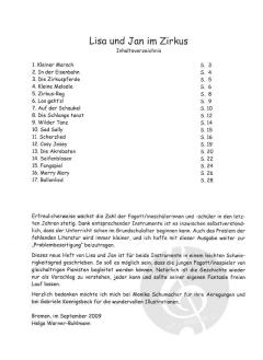 Lisa und Jan im Zirkus für Fagottino in F und Klavier (Helga Warner-Buhlmann) 