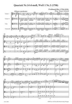 Quartett Nr. 14 WoO 1 Nr. 3 d-moll von Ferdinand Ries 