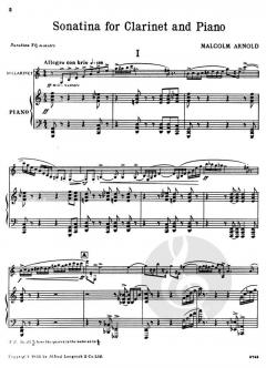 Sonatina for Clarinet and Piano Opus 29 von Malcolm Arnold 