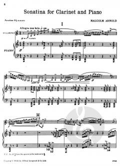 Sonatina for Clarinet and Piano Opus 29 von Malcolm Arnold 