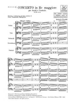 Concerto D Major Strings Continuo RV121 Score Fxi#30 (Gian Francesco Malipiero) 