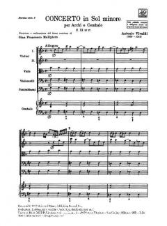 Concerto G Major Strings Basso Continuo RV156 Score Fxi#17 RV156 (Gian Francesco Malipiero) 