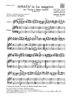 Sonata A Major Violin And Continuo RV29 Score Fxiii#12 T370 von Gian Francesco Malipiero im Alle Noten Shop kaufen (Partitur)