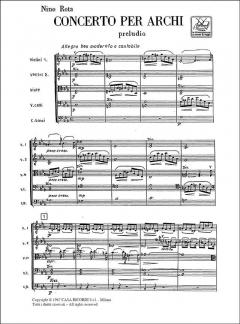 Concerto Per Archi Score Strings 