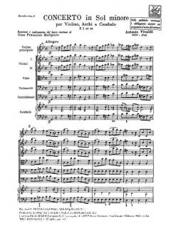 Concerto G Minor Violin Strings Continuo RV328 Score Fi#82 T178 (Gian Francesco Malipiero) 