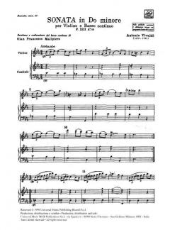 Sonata C Minor Violin And Basso Continuo Score RV5 Fxiii#10 T368 von Gian Francesco Malipiero im Alle Noten Shop kaufen (Partitur)