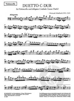 Duetto C-Dur von Christian Schaffrath für Violoncello und obligates Cembalo (Laute / Harfe) im Alle Noten Shop kaufen