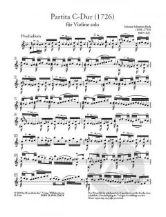 Partita in C-Dur BWV 825 von Johann Sebastian Bach für Violine solo (1726) im Alle Noten Shop kaufen