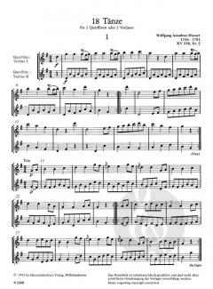 18 Tänze von Wolfgang Amadeus Mozart für 2 Querflöten (Violinen) im Alle Noten Shop kaufen