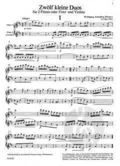 12 kleine Duos von Wolfgang Amadeus Mozart für zwei Flöten oder Flöte und Violine im Alle Noten Shop kaufen