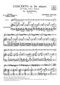 Concerto C Minor Violin With Piano Reduction RV199 'il Sospetto' von Antonio Vivaldi im Alle Noten Shop kaufen