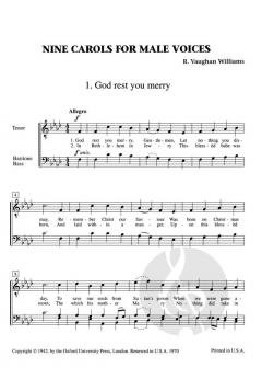 9 Carols For Male Voices (Ralph Vaughan Williams) 