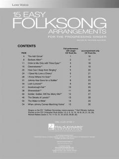 15 Easy Folksong Arrangements Low Voice 