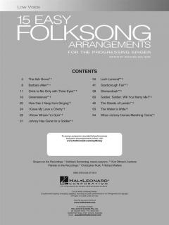15 Easy Folksong Arrangements Low Voice 