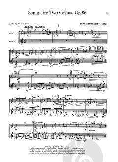 Sonata For 2 Violins Op. 56 von Sergei Sergejewitsch Prokofjew im Alle Noten Shop kaufen