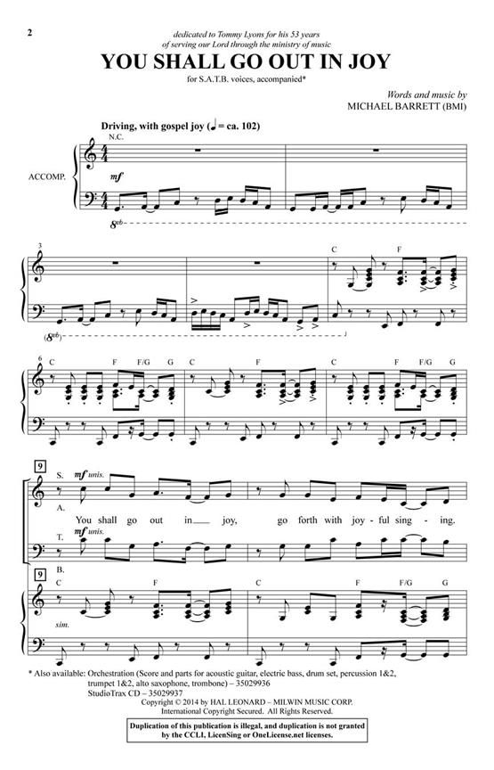 You Shall Go Out in Joy von Michael Barrett » Chornoten (CD)