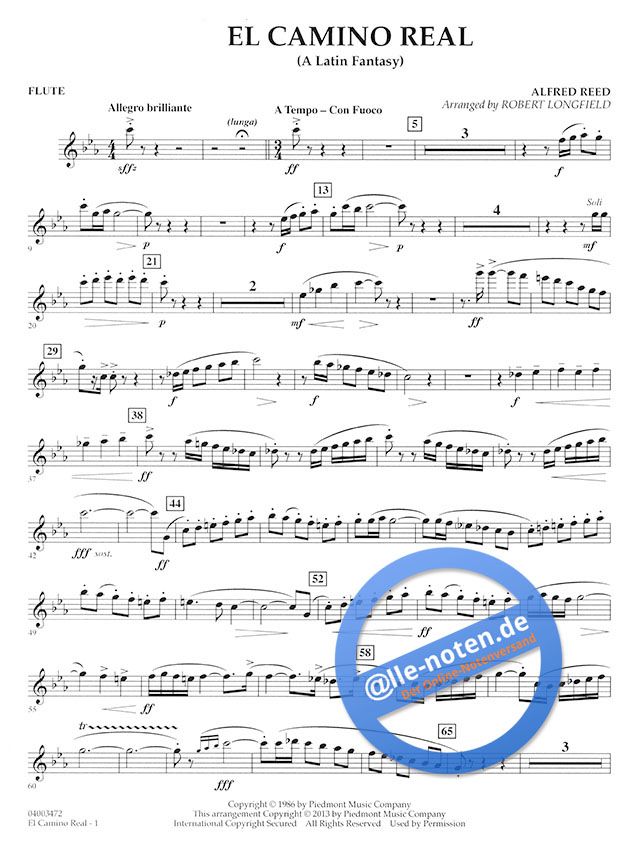 El Camino Real Alfred Reed Blasorchester Noten 04003472