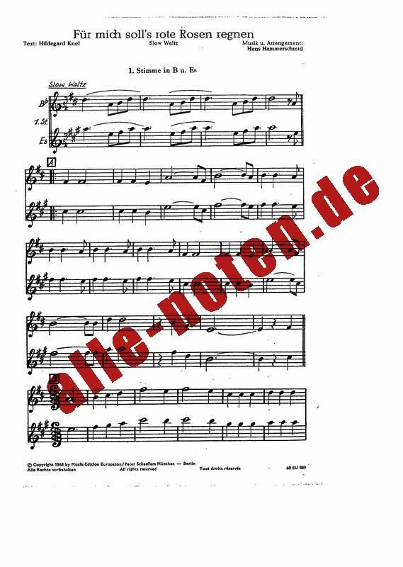 Für Dich Soll's Rote Rosen Regnen Text Chords Für mich soll's rote Rosen regnen / La Perla (Hildegard Knef) » Noten