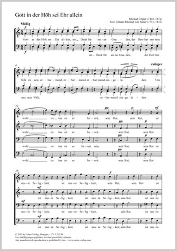 Gott In Der H h Sei Ehr Allein Michael T pler Noten F r M nnerchor