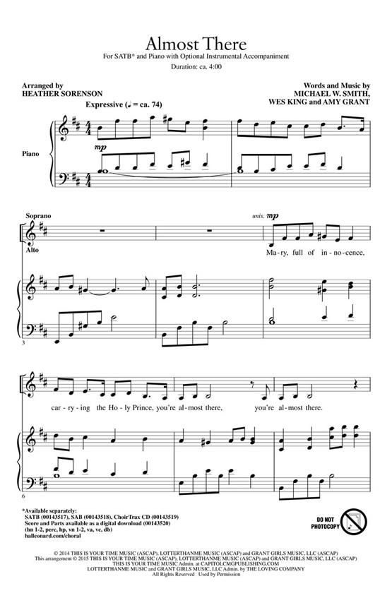 Almost There (Amy Grant) » Noten für gemischten Chor