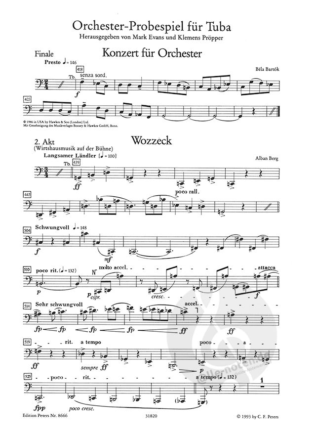 und Konzertliteratur Test pieces for orchestral auditions trompette Sammlung wichtiger Passagen aus der Opern Edition Peters 