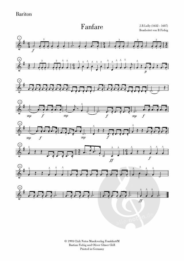Fanfare von Jean Baptiste Lully » Saxophon Octet Noten kaufen